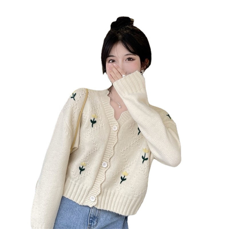 Ladies Long Sleeve Knit Sweater Cardigan