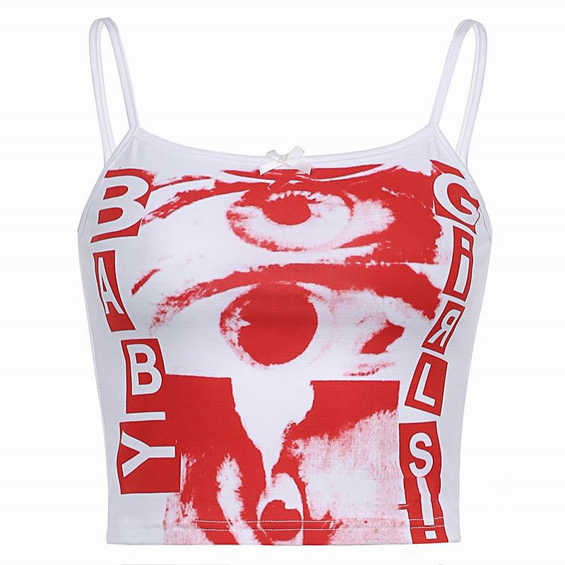 Letter Printed Vest Suspender Top
