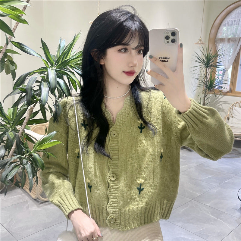 Ladies Long Sleeve Knit Sweater Cardigan