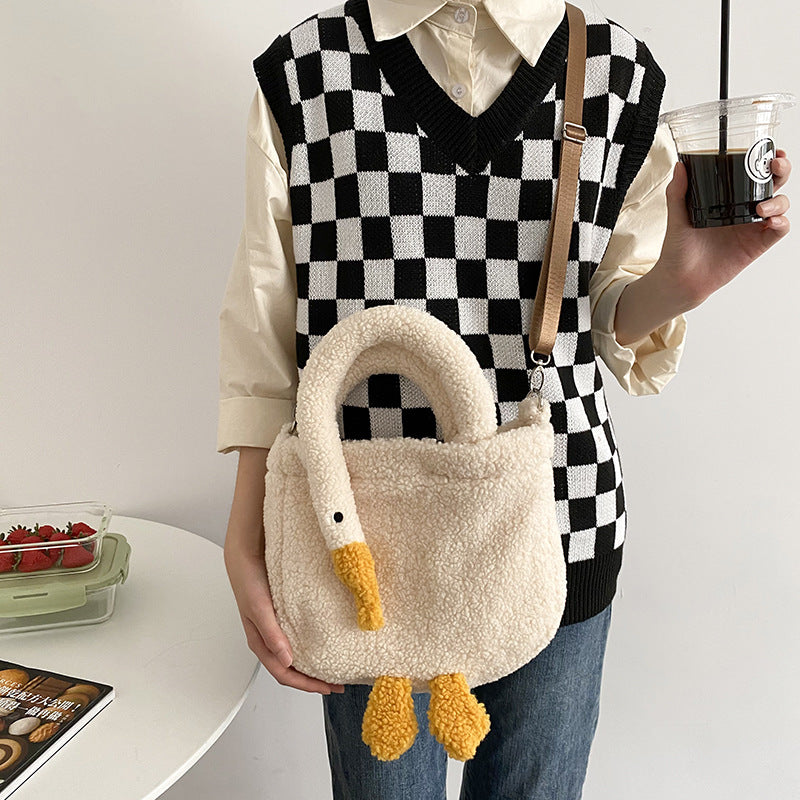 Women's Plush Adjustable Tote Crossbody Bag