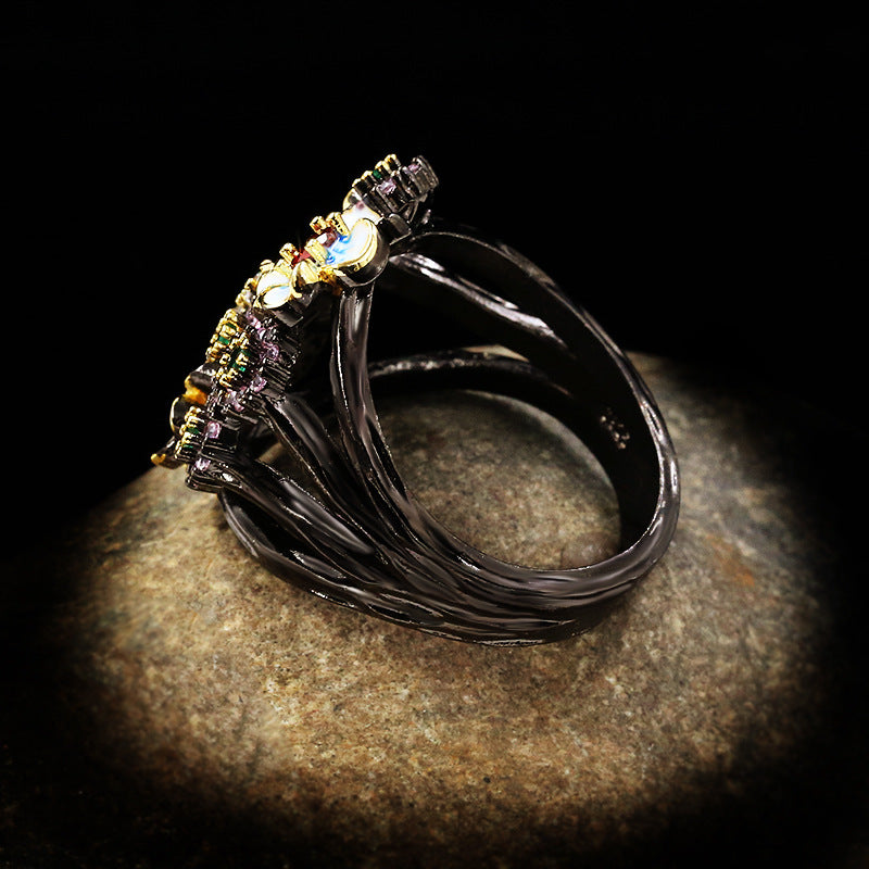 Fashion Color Zircon Ring, Flower Ring, Gold Ring, Ladies Jewelry, Jewelry