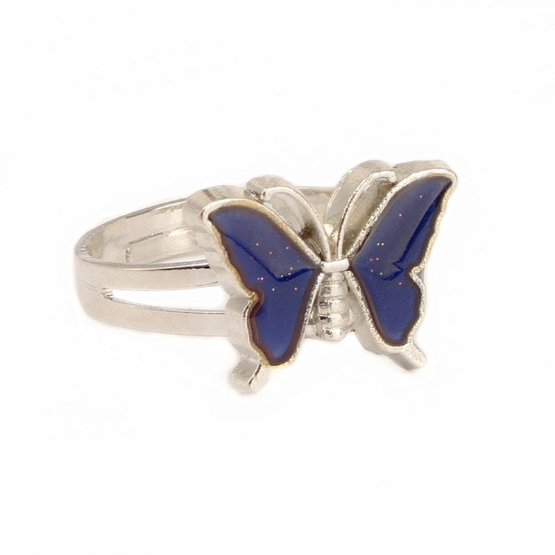 Temperature Changing Cartoon Animal Adjustable Ring Butterfly Panda Crystal Turtle Dinosaur Charm For Women Rings Jewelry Gifts