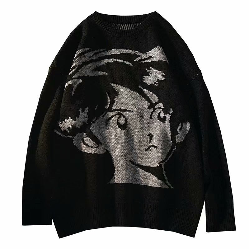 Retro Streetwear Knitted Sweater Autumn And Winter