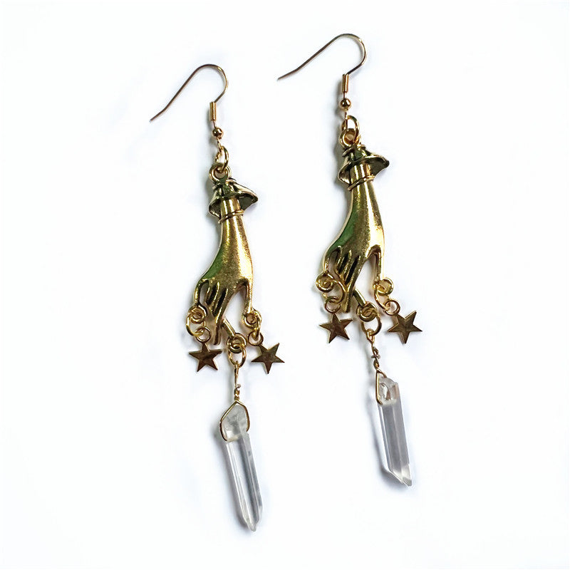 Handmade Star Earrings Irregular Crystal Beautiful