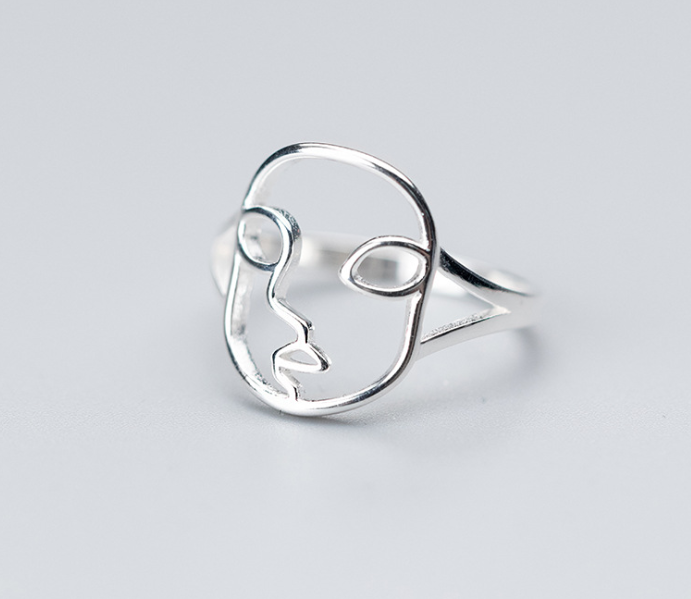 S925 silver ring female Korean fashion personality face ring ring