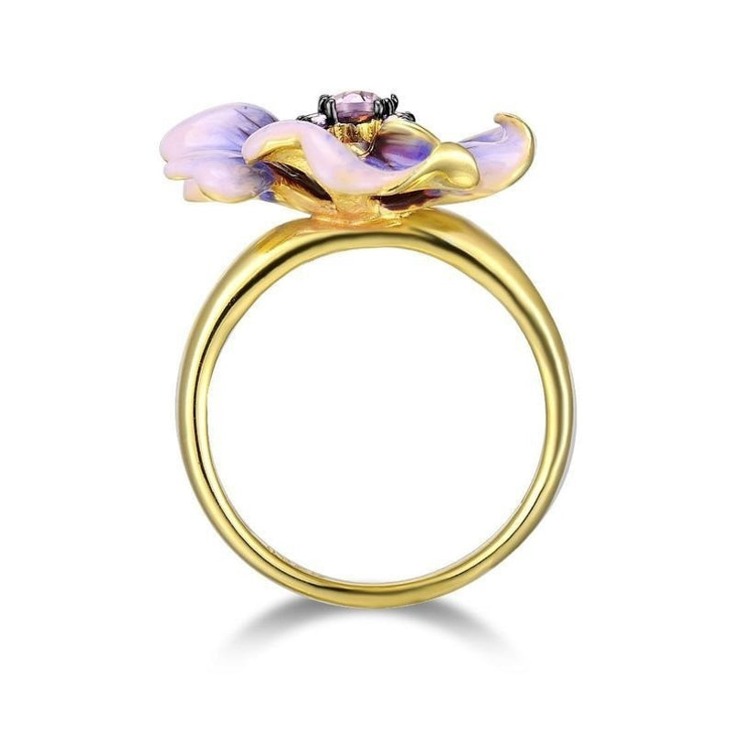 18k Flower Drop Glue Ring