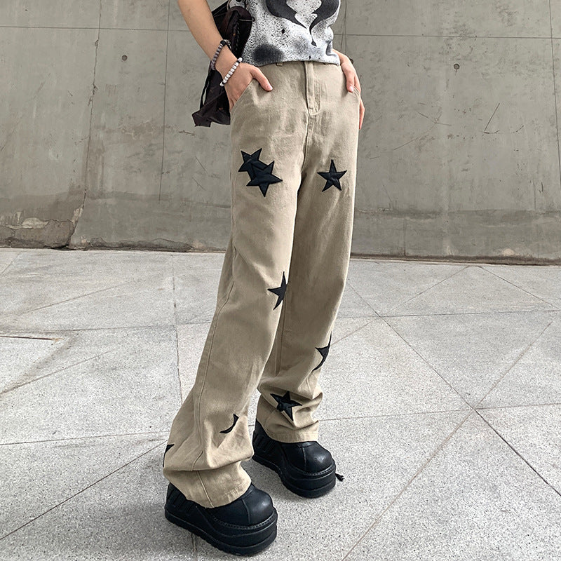 Pentagram Personality Casual Street Fashion Loose Jeans pants