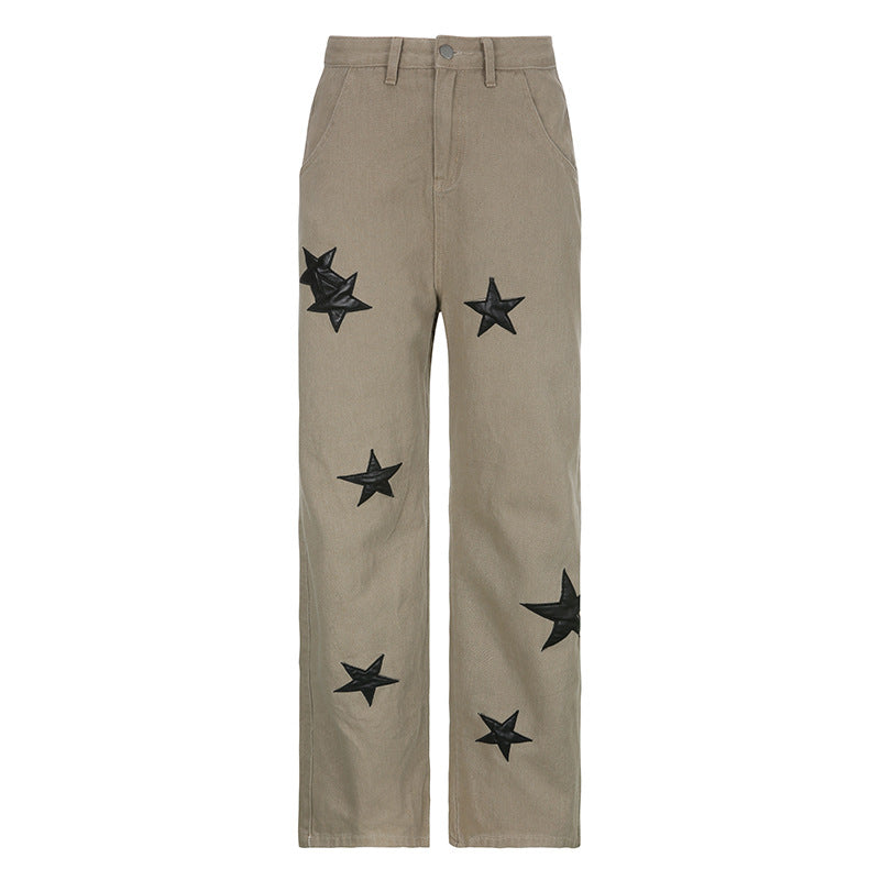 Pentagram Personality Casual Street Fashion Loose Jeans pants