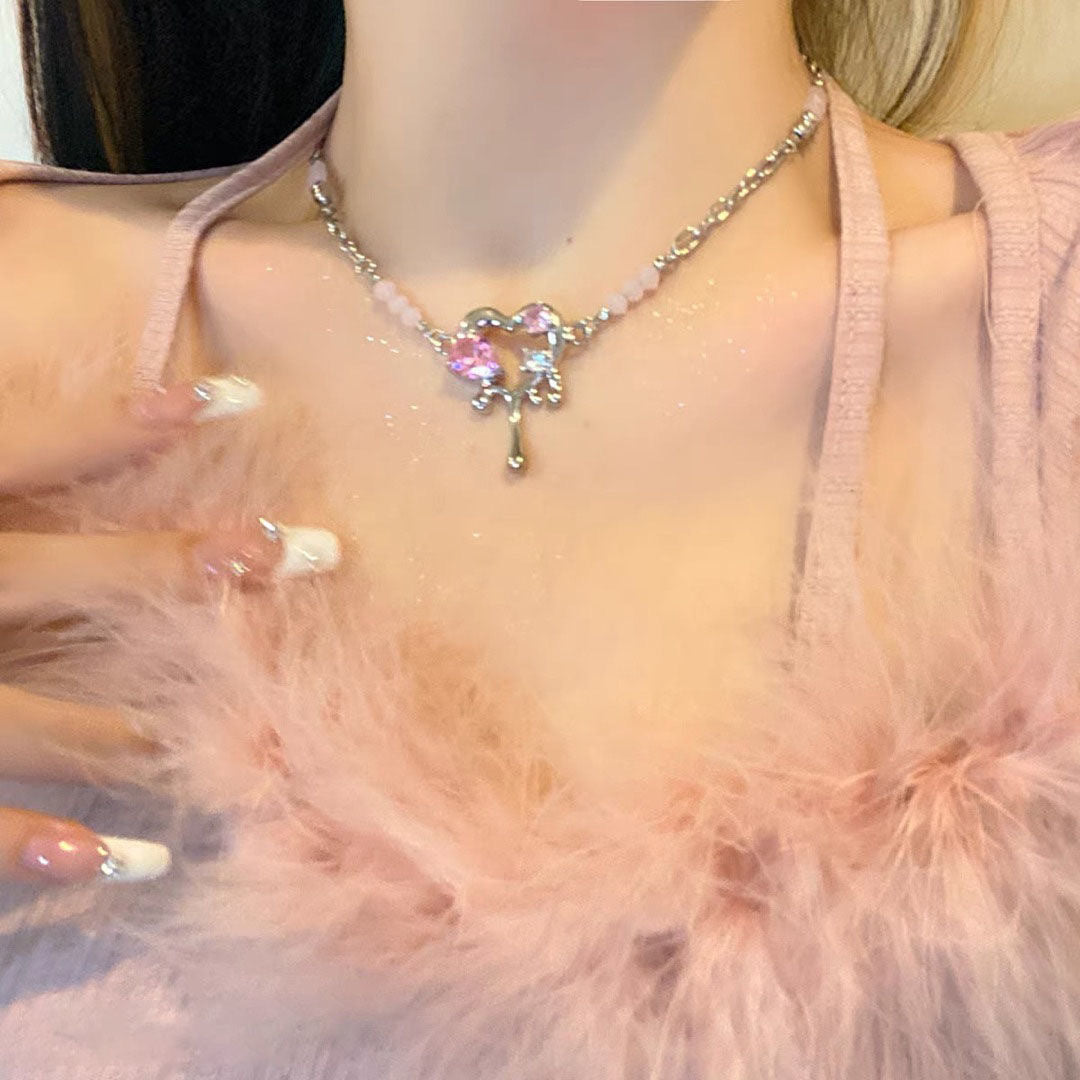 Water Drop Liquefied Metal Love Necklace Female