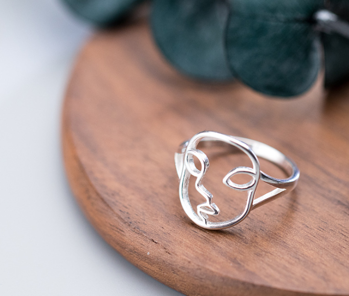 S925 silver ring female Korean fashion personality face ring ring