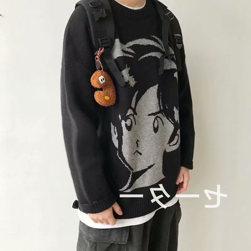 Retro Streetwear Knitted Sweater Autumn And Winter