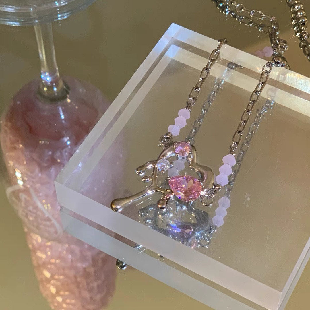 Water Drop Liquefied Metal Love Necklace Female