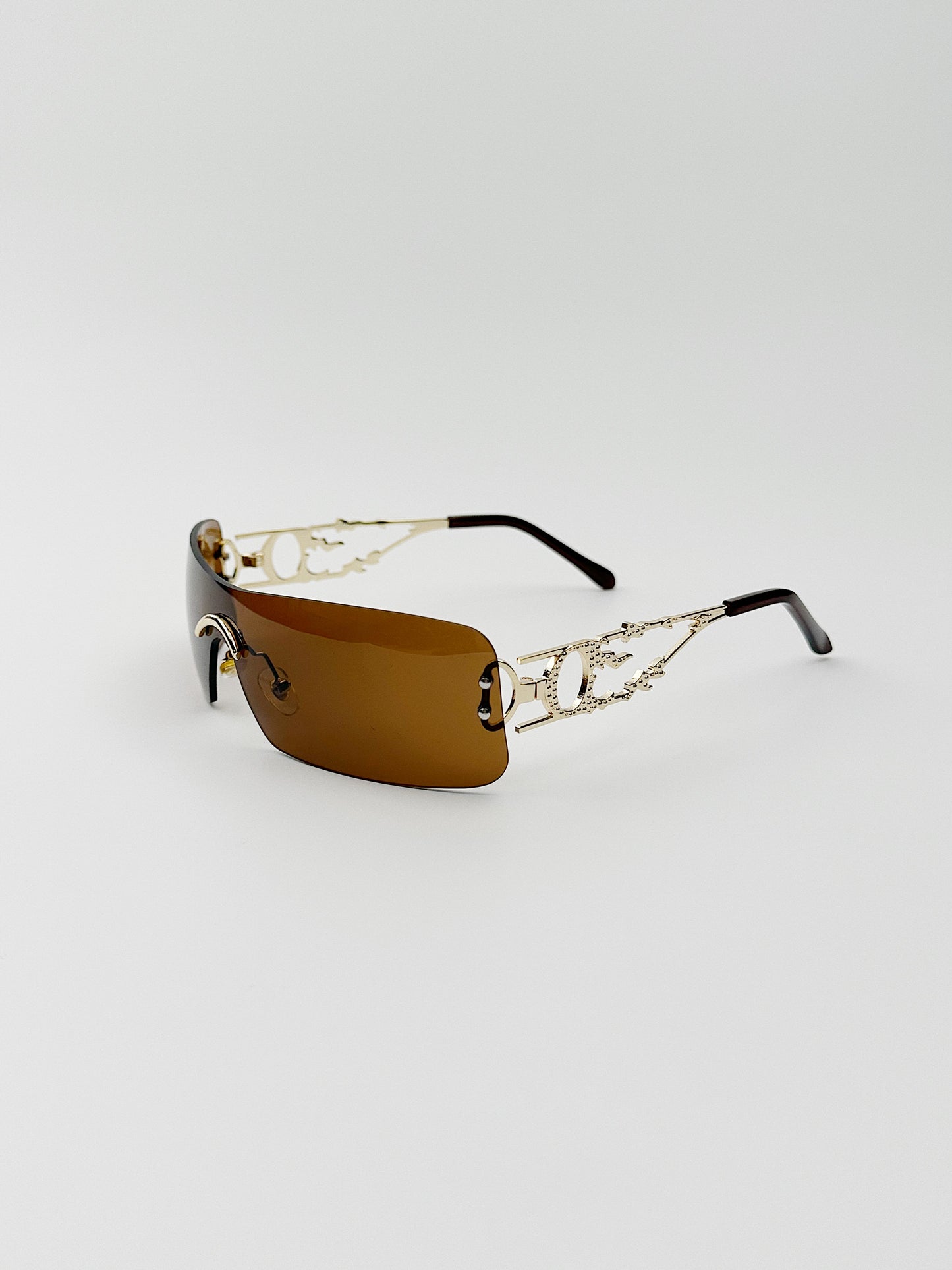Retro One-piece Metal Punk Sunglasses Concave Styling Chic Street Photo