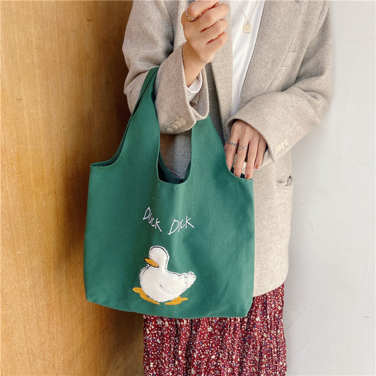 Cute duck Japanese cartoon tote bag
