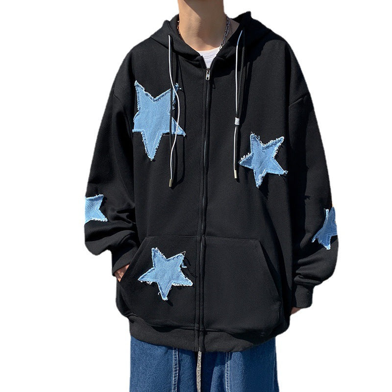 Vintage High Street Patch Five-star hoodie