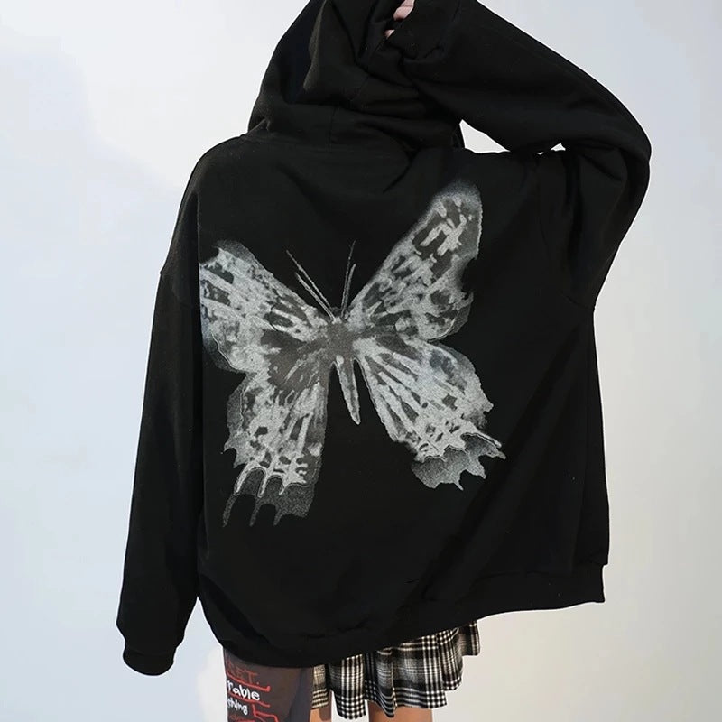 Hoodie Women Loose Street Sports Zipper Hoodie