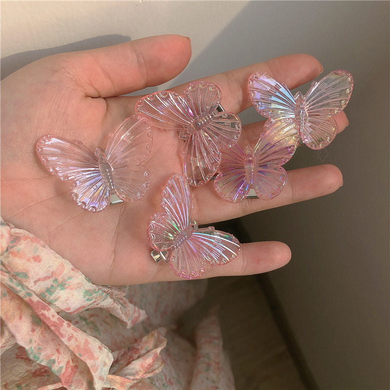 Super Fairy Mermaid Color Butterfly Barrettes Transparent Plated AB Pretty Girl Bang Clip Fantasy Laser Butterfly Hair Clip
