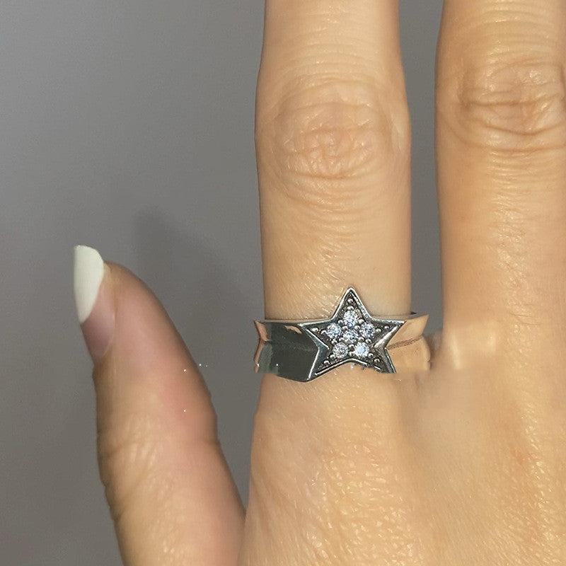 Female Minority Design Y2k Five Pointed Star Vintage Ring