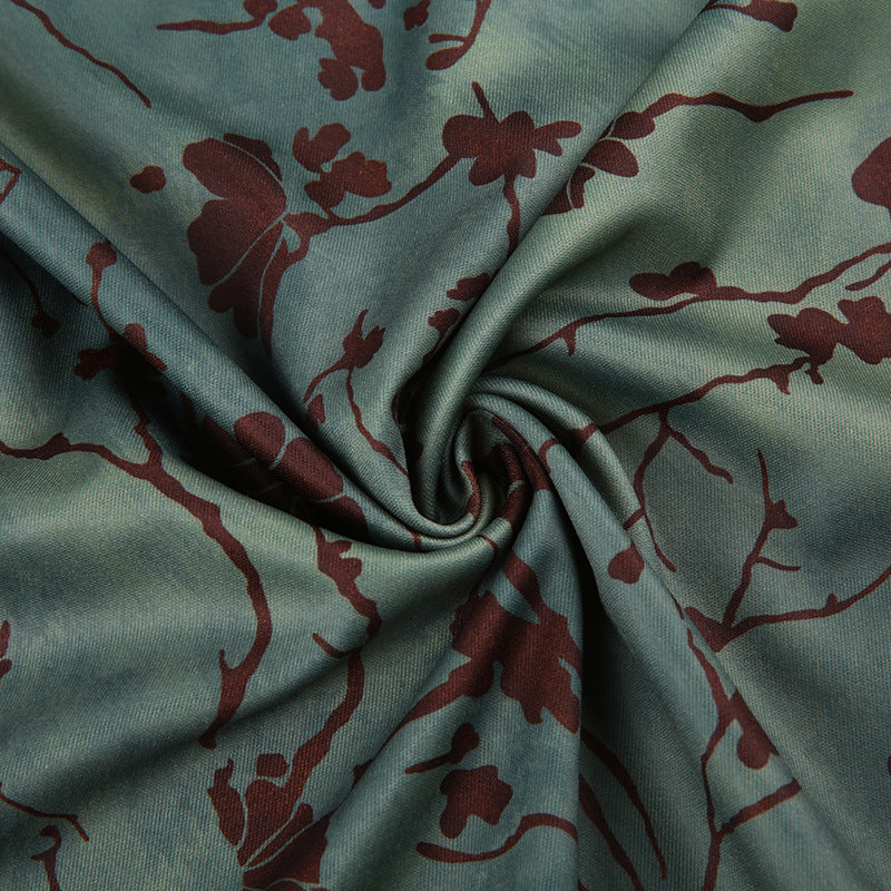 Make Old Halo-dyed Green Knee-length Low Waist A-shaped Long Skirt