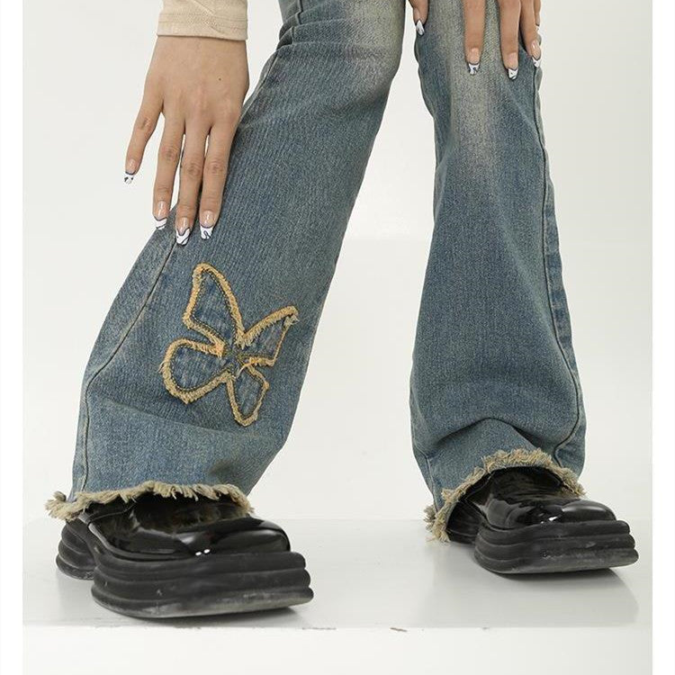 High-waisted Straight Tube Thin And Wide-legged Trendy Style Pants