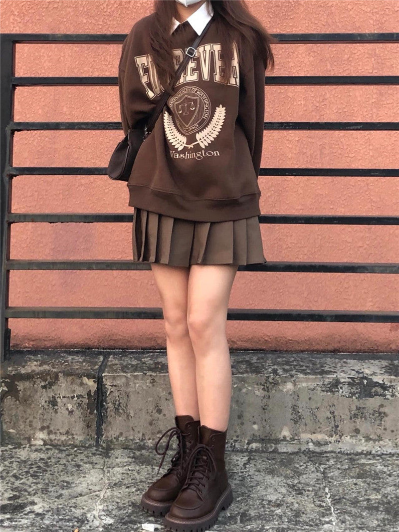 American Style Retro Women's Fleece Thick Plus Size Sweater