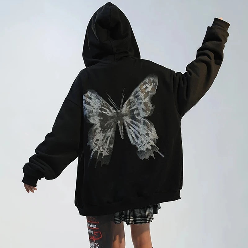 Hoodie Women Loose Street Sports Zipper Hoodie