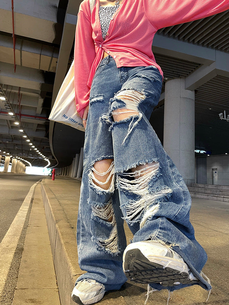 Slim Mopping Wide Leg Trousers Woman pants