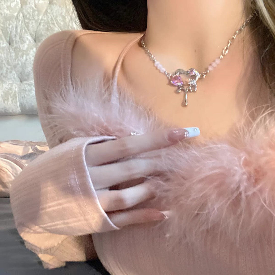 Water Drop Liquefied Metal Love Necklace Female