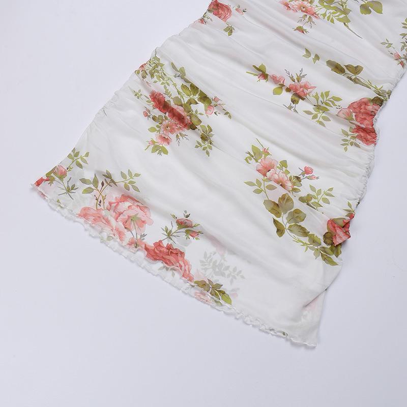 Wind Sling Mesh Vintage Flower Dress