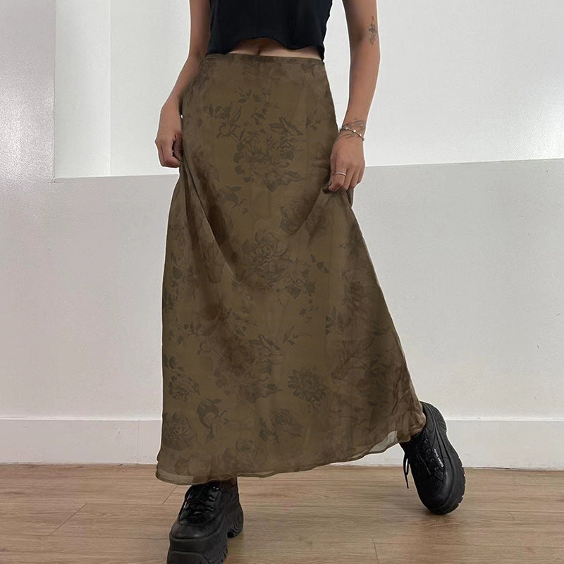 High Waist Slim Printed Street Style Casual Skirt