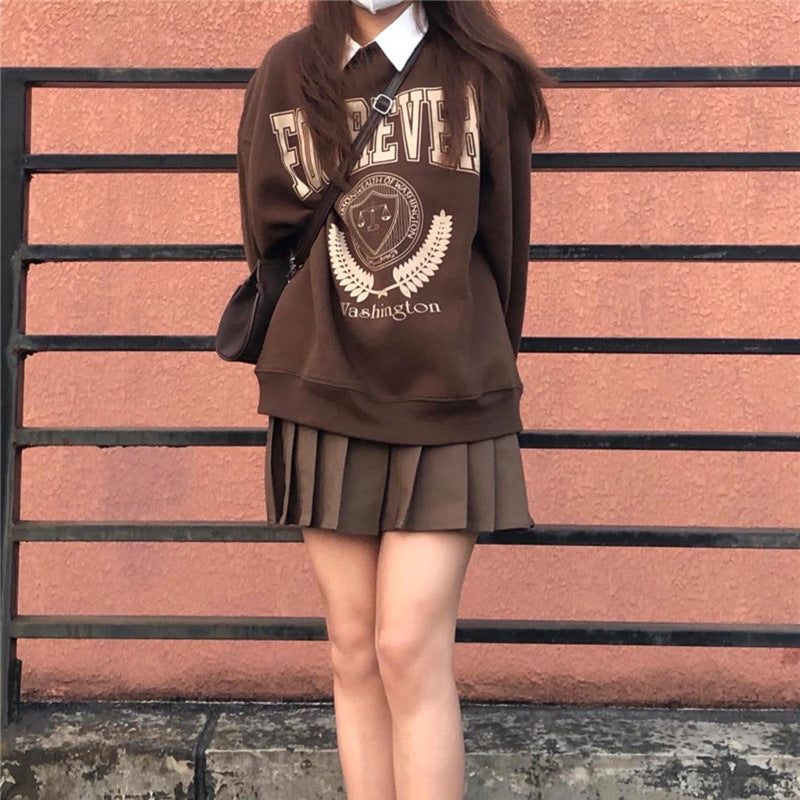 American Style Retro Women's Fleece Thick Plus Size Sweater