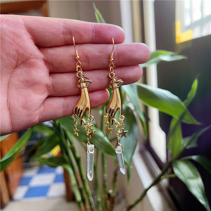 Handmade Star Earrings Irregular Crystal Beautiful
