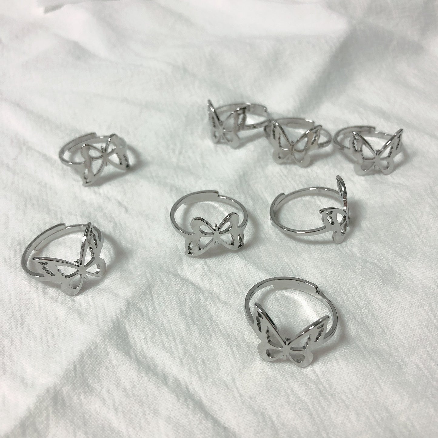 Titanium steel butterfly ring adjustable girl ring couple ring