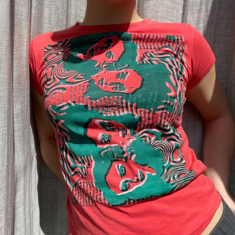 Fashion Ladies T-shirt Print Color Multicolor Head T-shirt