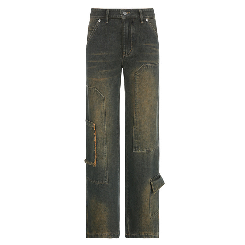 Casual Large Pocket Loose Work Jeans pants