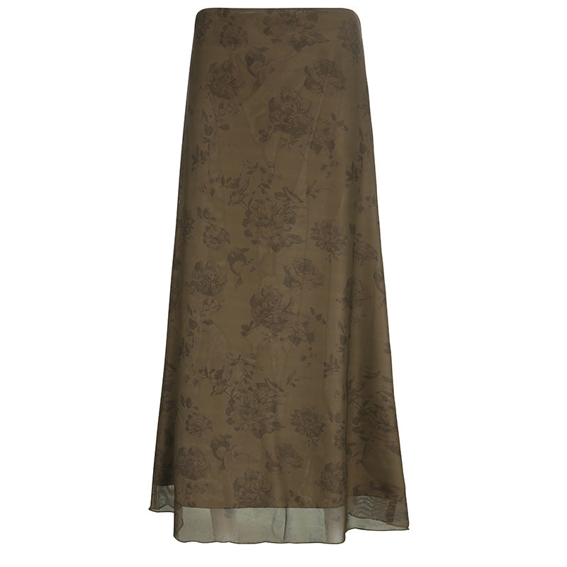 High Waist Slim Printed Street Style Casual Skirt