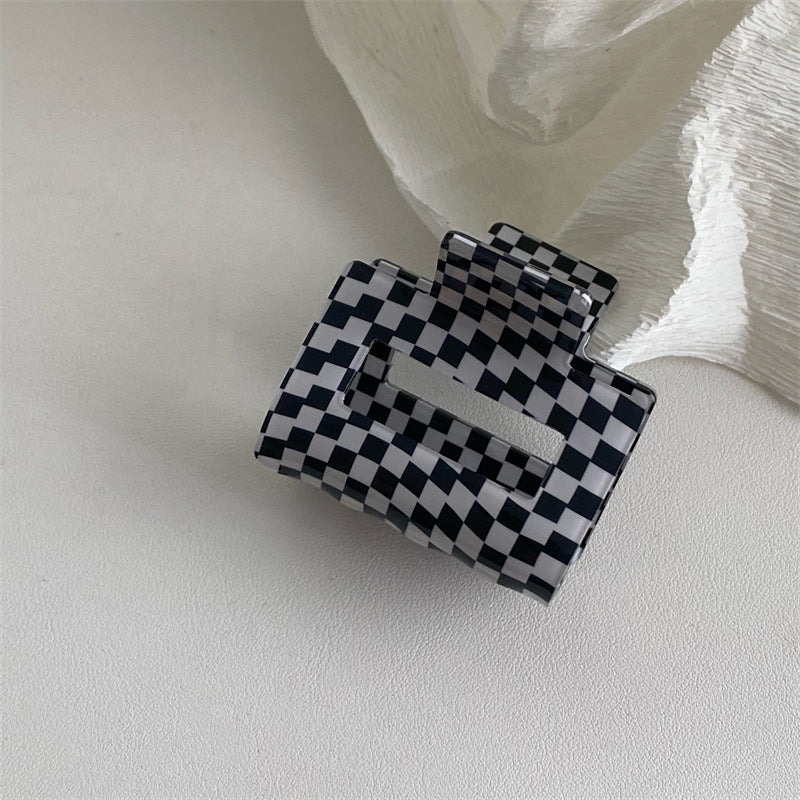 Black And White Checkerboard Hairpin Hair Clips Fashion Temperament Acrylic