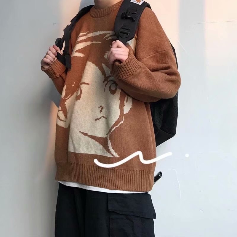 Retro Streetwear Knitted Sweater Autumn And Winter