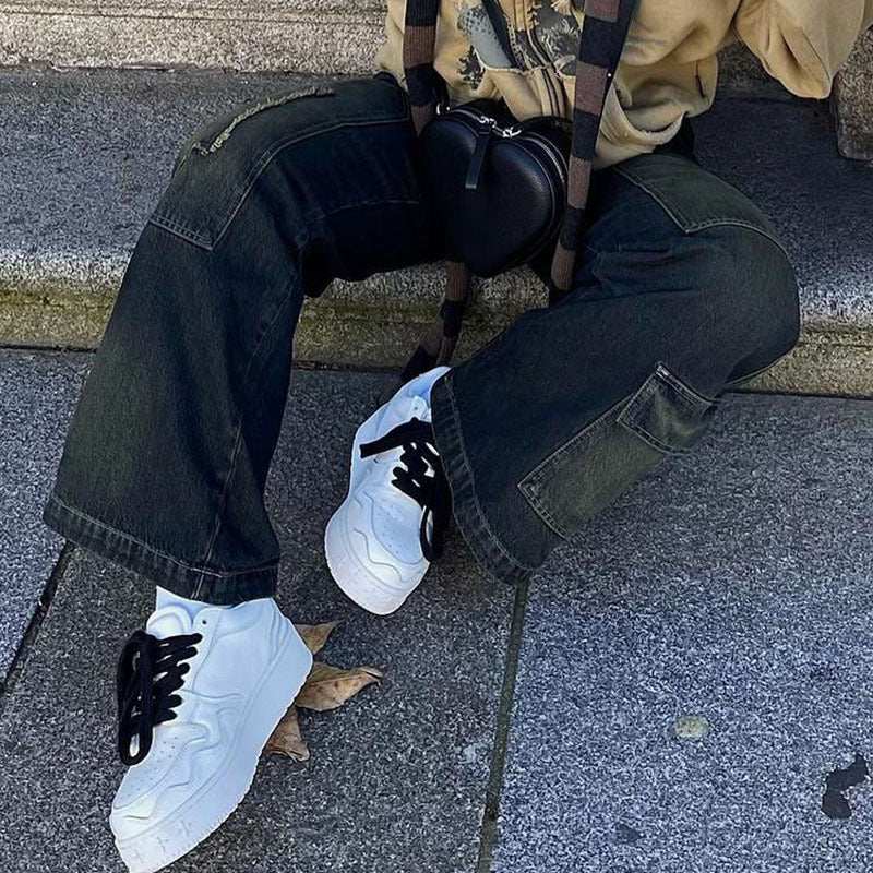 Casual Large Pocket Loose Work Jeans pants