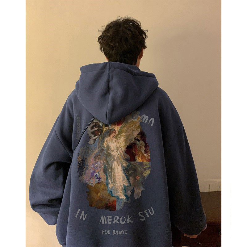 Vintage Oil Painting Hoodie Man