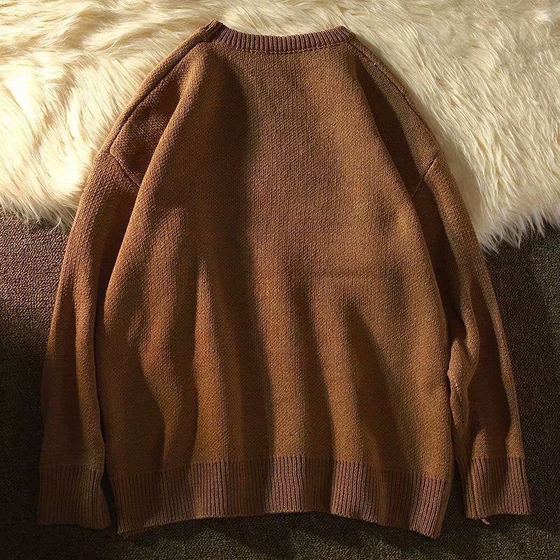 Retro Streetwear Knitted Sweater Autumn And Winter
