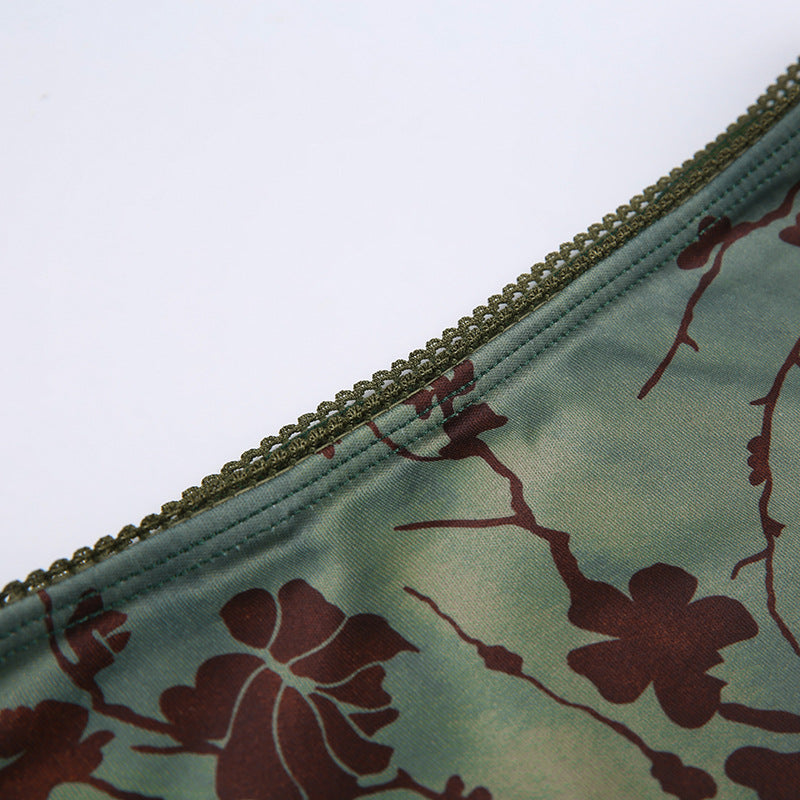 Make Old Halo-dyed Green Knee-length Low Waist A-shaped Long Skirt