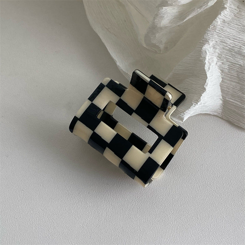Black And White Checkerboard Hairpin Hair Clips Fashion Temperament Acrylic