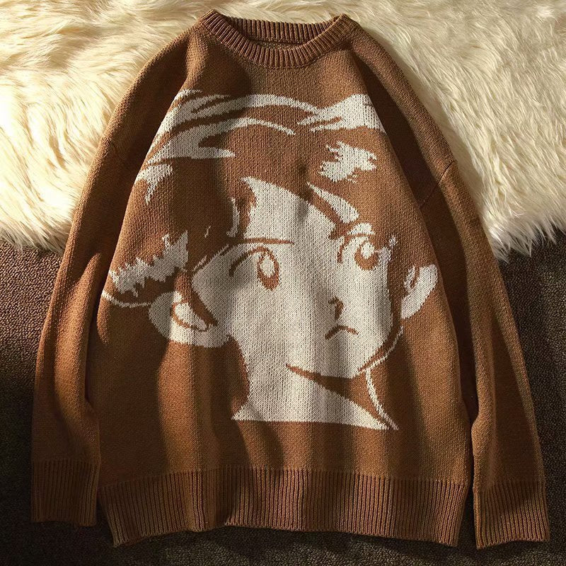 Retro Streetwear Knitted Sweater Autumn And Winter