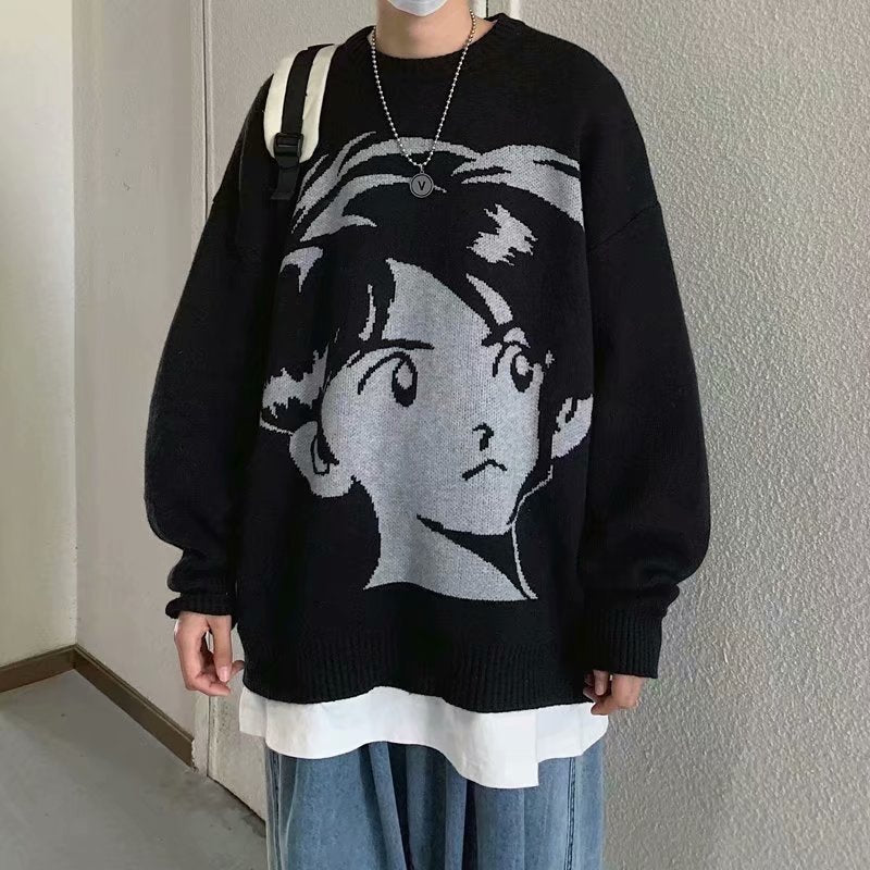 Retro Streetwear Knitted Sweater Autumn And Winter