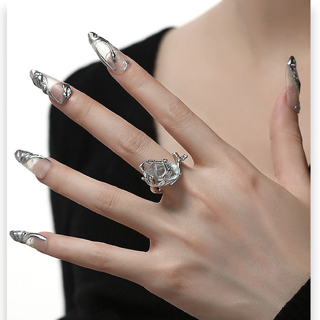 Ice Transparent Blue Natural Stone Ring