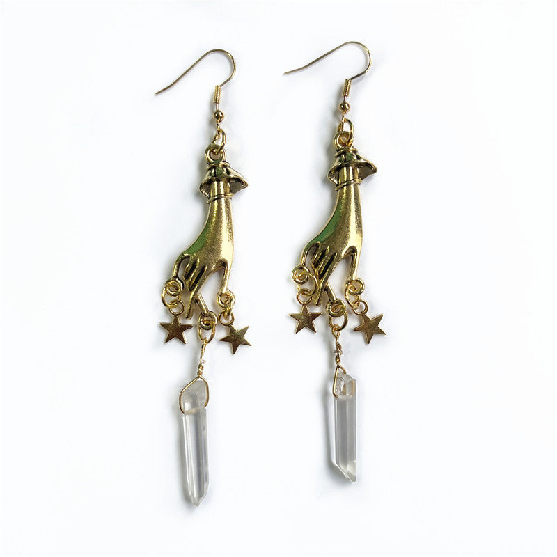 Handmade Star Earrings Irregular Crystal Beautiful