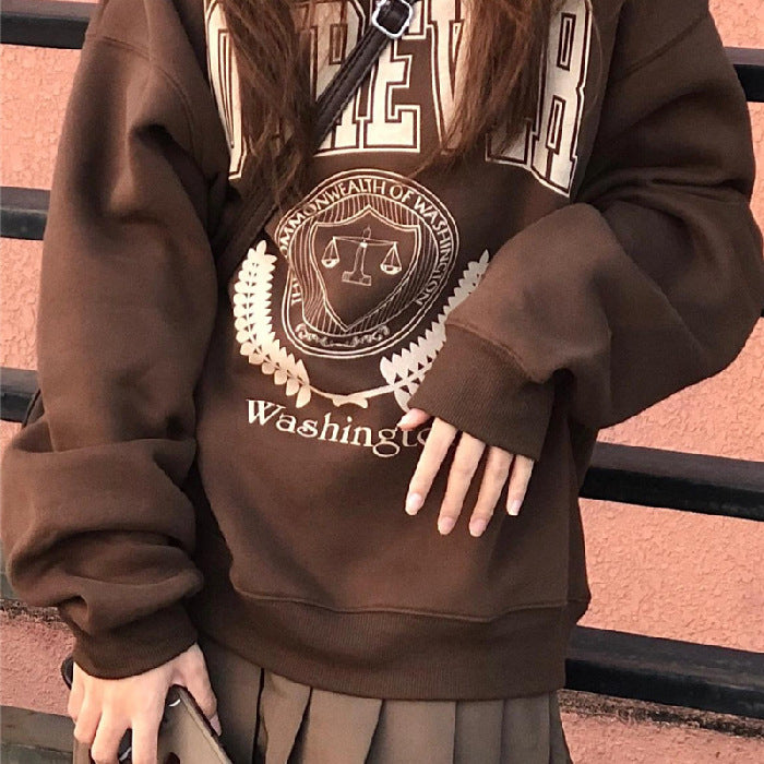 American Style Retro Women's Fleece Thick Plus Size Sweater
