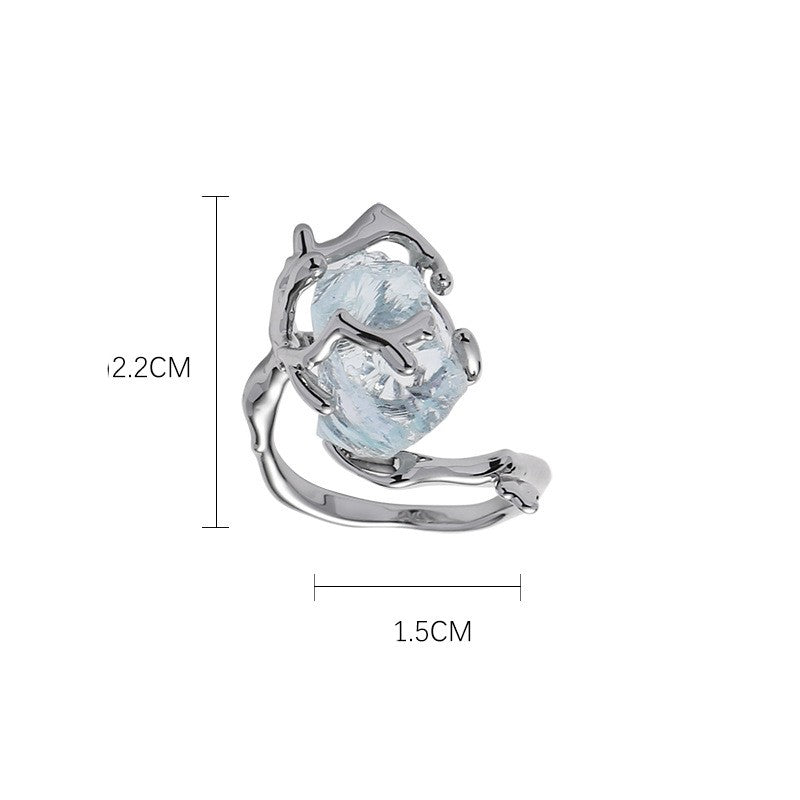 Ice Transparent Blue Natural Stone Ring