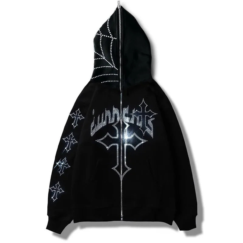 Autumn And Winter Loose Type Y2K Trend Water Drill Hoodie Hoodie